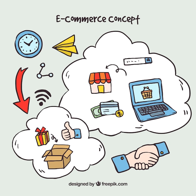 Concept De Magasinage En Ligne Avec Sytle à La Main