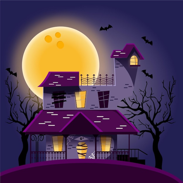 Vecteur gratuit concept de maison d'halloween