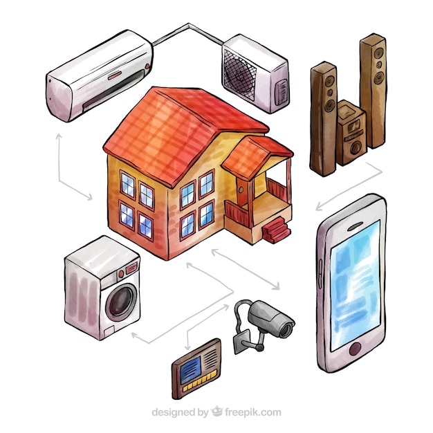 Concept De Maison Intelligente Dessinés à La Main