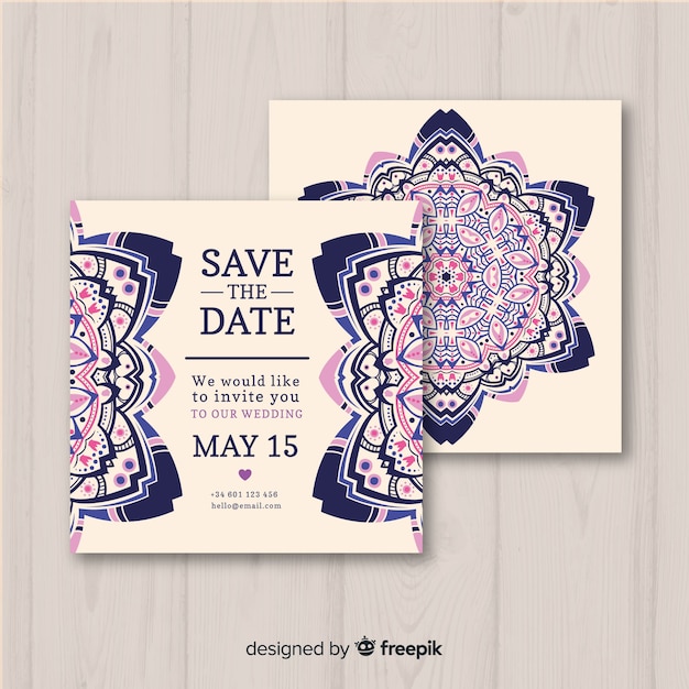 Concept De Mandala De Modèle D'invitation De Mariage