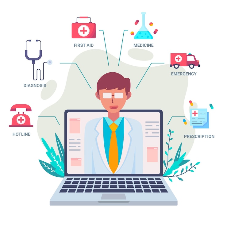 Vecteur gratuit concept de médecin en ligne