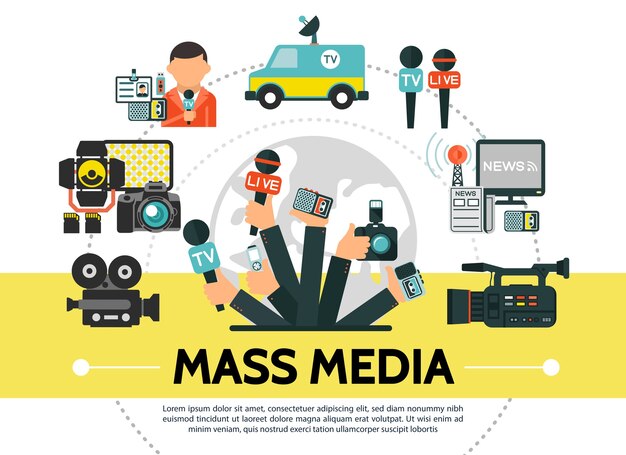 Concept de médias de masse plat