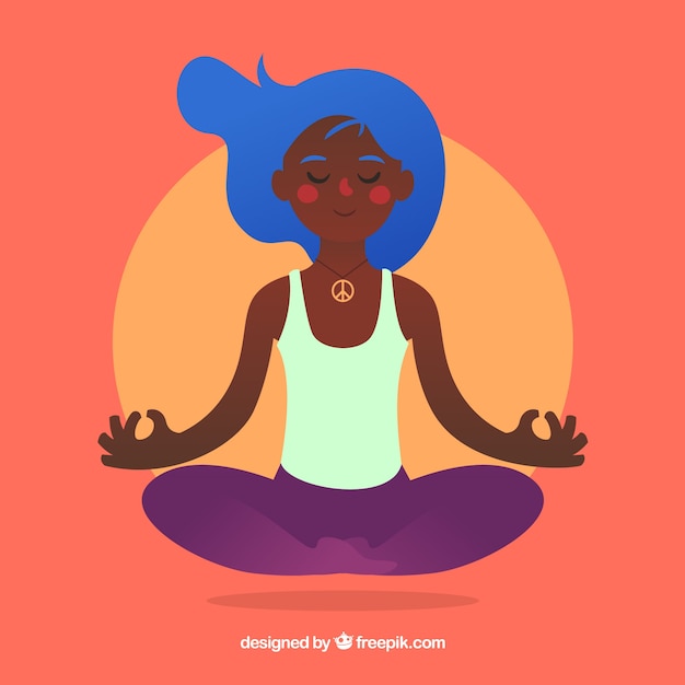 Vecteur gratuit concept de méditation avec femme dessiné à la main