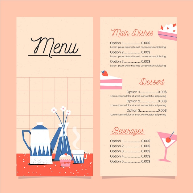 Concept de menu au design plat