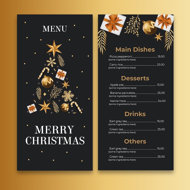 Vecteur gratuit concept de menu de noël