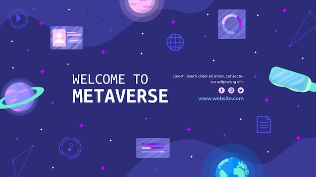 Concept de métaverse design plat art de la chaîne youtube