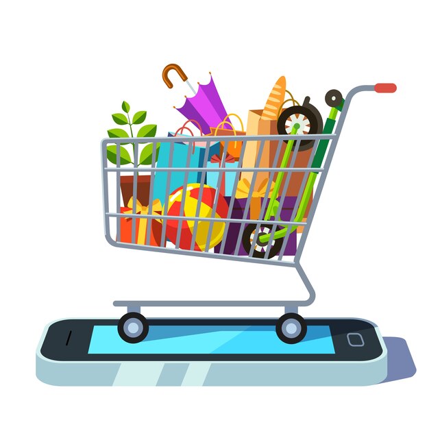 Concept mobile de vente au détail et commerce électronique
