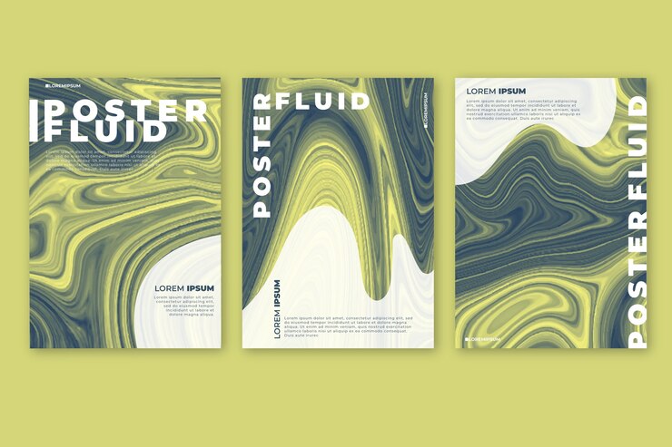 Vecteur gratuit concept de modèle d'affiche effet fluide coloré