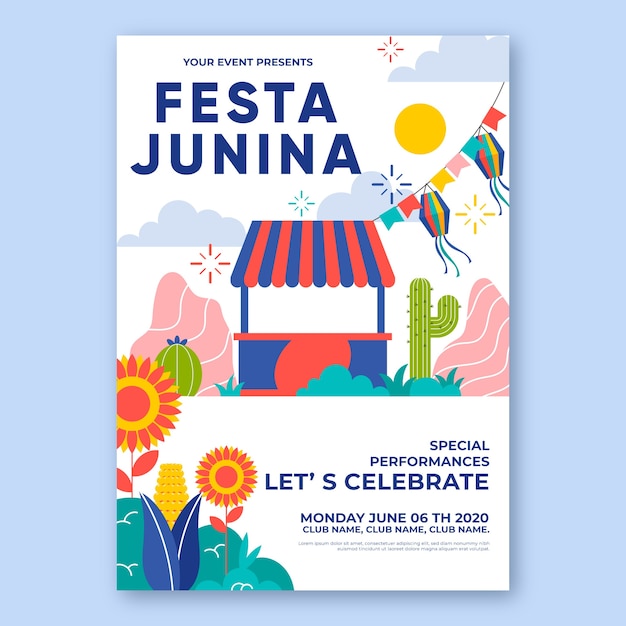 Vecteur gratuit concept de modèle d'affiche festa junina