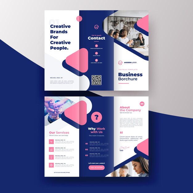 Concept de modèle de brochure à trois volets minimal
