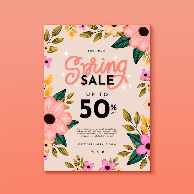 Concept De Modèle De Flyer De Vente De Printemps