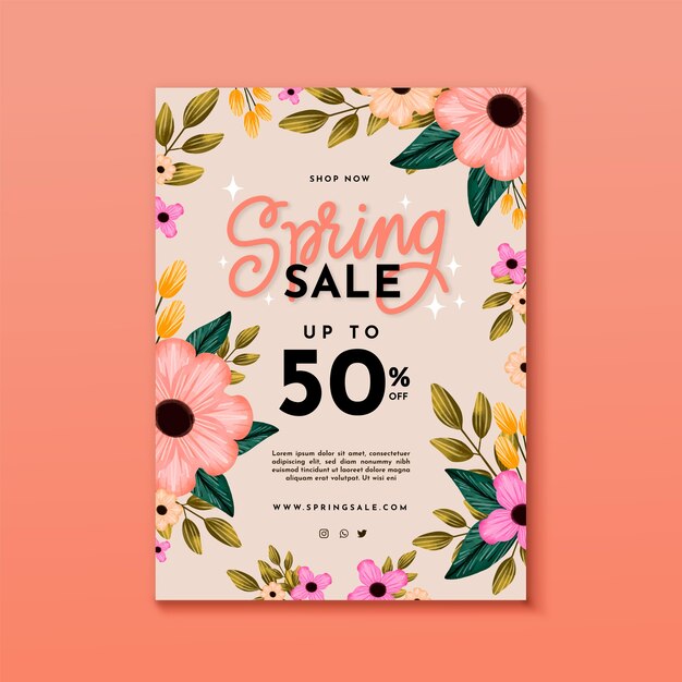 Concept de modèle de flyer de vente de printemps