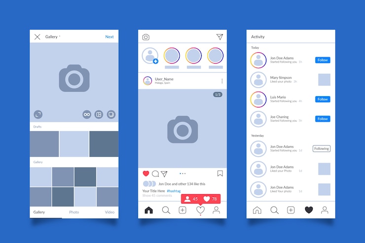 Vecteur gratuit concept de modèle d'interface de profil instagram