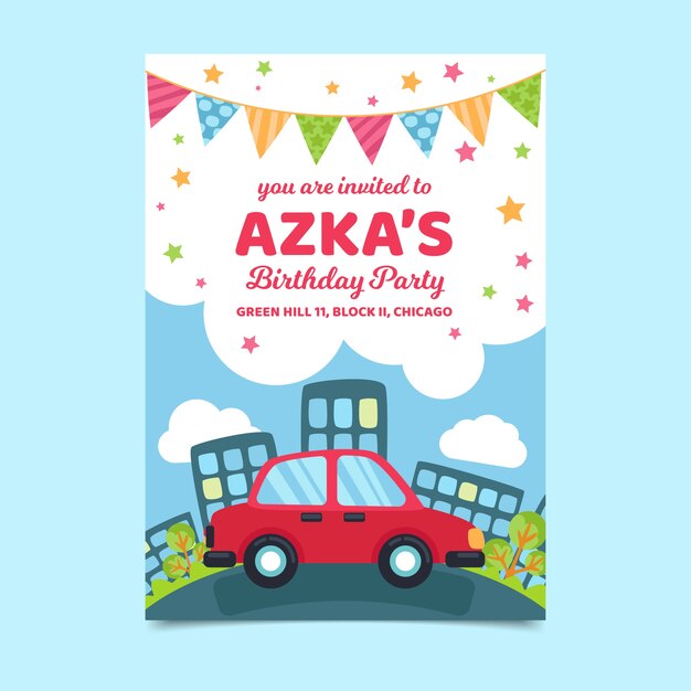 Concept De Modele D Invitation De Carte D Anniversaire Pour Enfants Vecteur Gratuite
