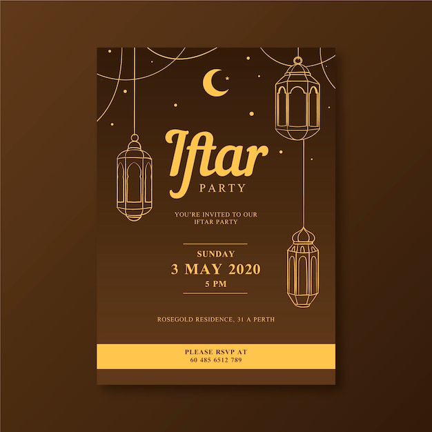 Concept De Modèle D'invitation Iftar De Dessin