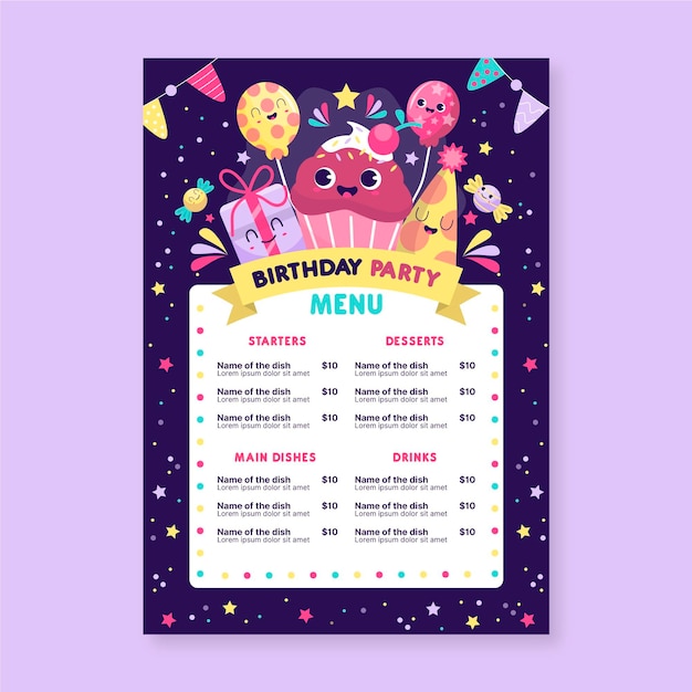 Concept de modèle de menu