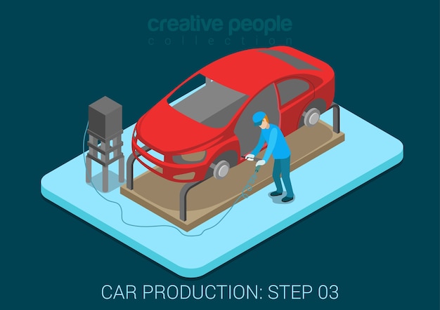 Concept De Modèle De Réparation De Voiture De Service De Voiture Plat