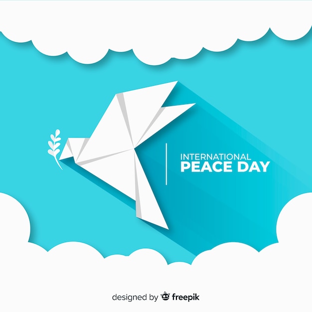 Vecteur gratuit concept moderne pour la journée de la paix en origami et colombe