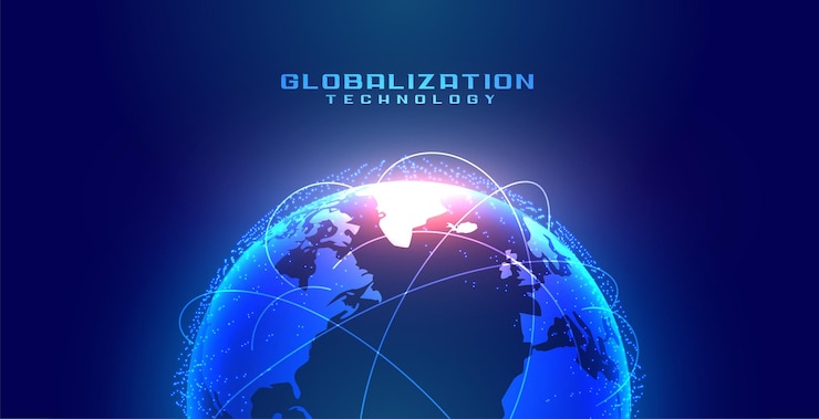 Vecteur gratuit concept de mondialisation avec des lignes de terre et de connexion