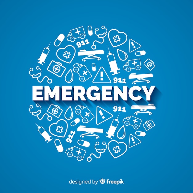 Vecteur gratuit concept de mot d'urgence moderne avec un design plat