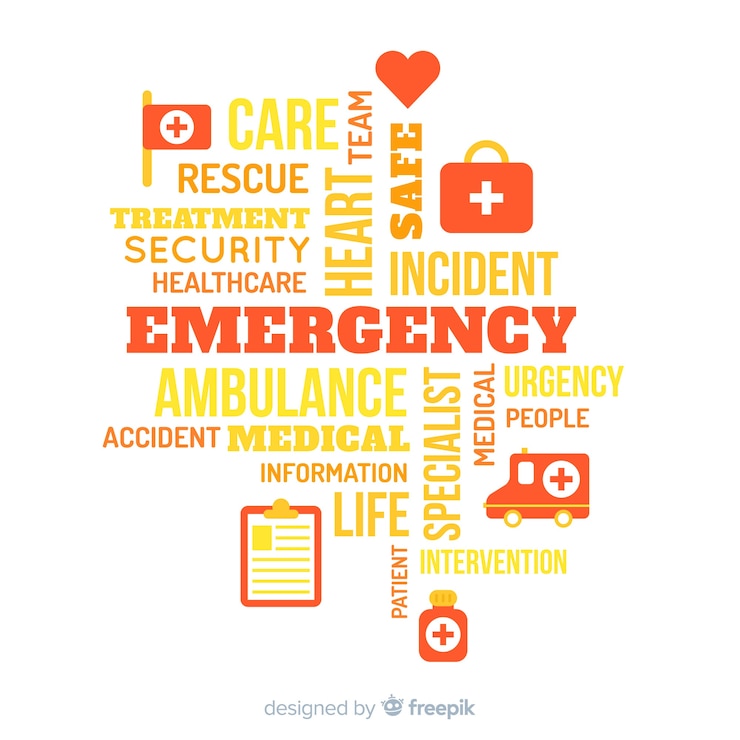 Vecteur gratuit concept de mot d&#39;urgence moderne avec un design plat