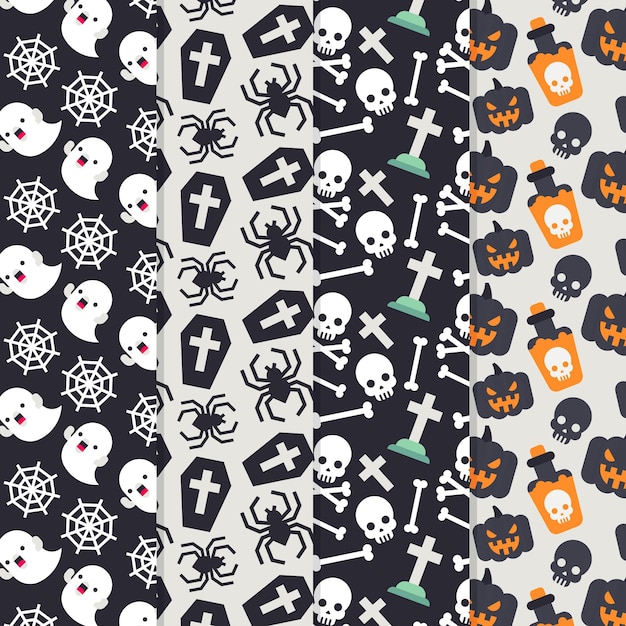 Vecteur gratuit concept de motifs d'halloween plat