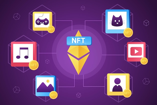 Vecteur gratuit concept de nft illustré par dégradé