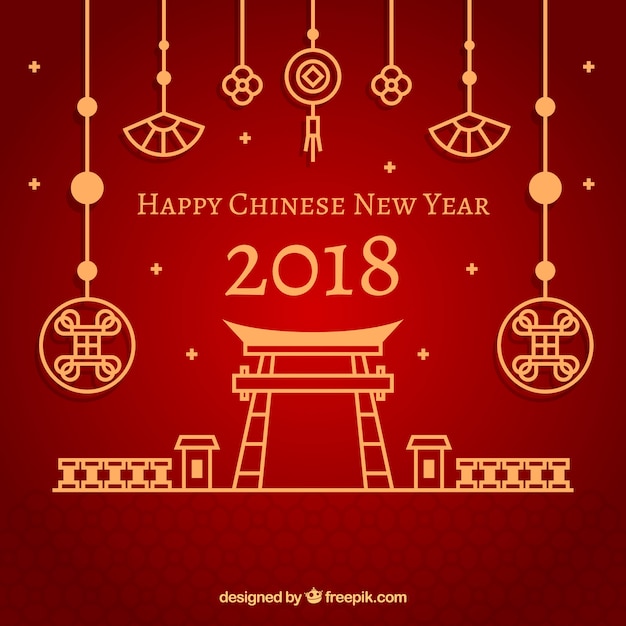Vecteur gratuit concept de nouvel an chinois rouge