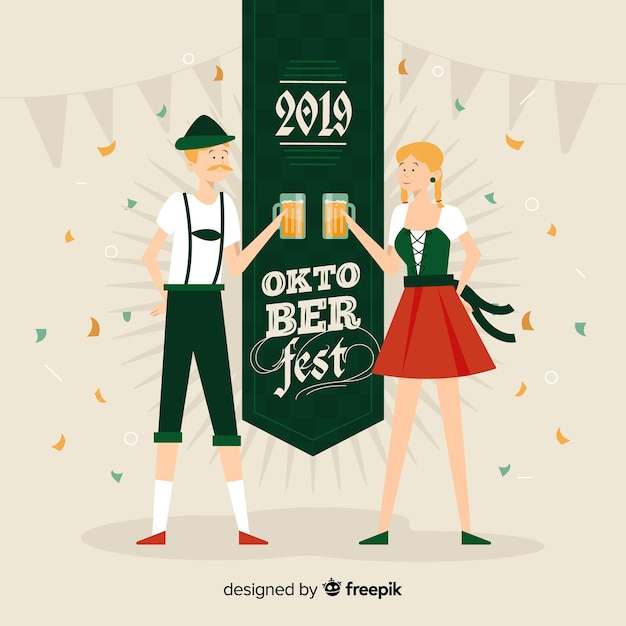 Vecteur gratuit concept oktoberfest avec fond design plat