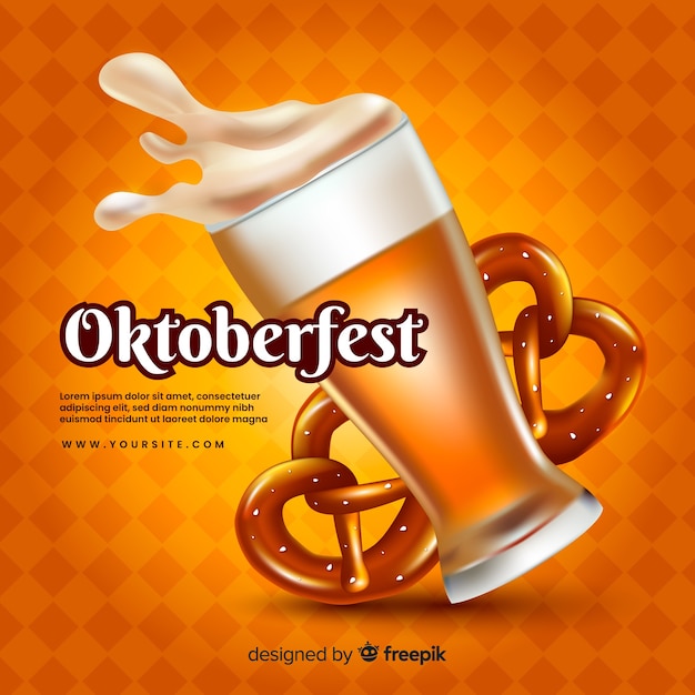 Concept oktoberfest réaliste avec bière et bretzels