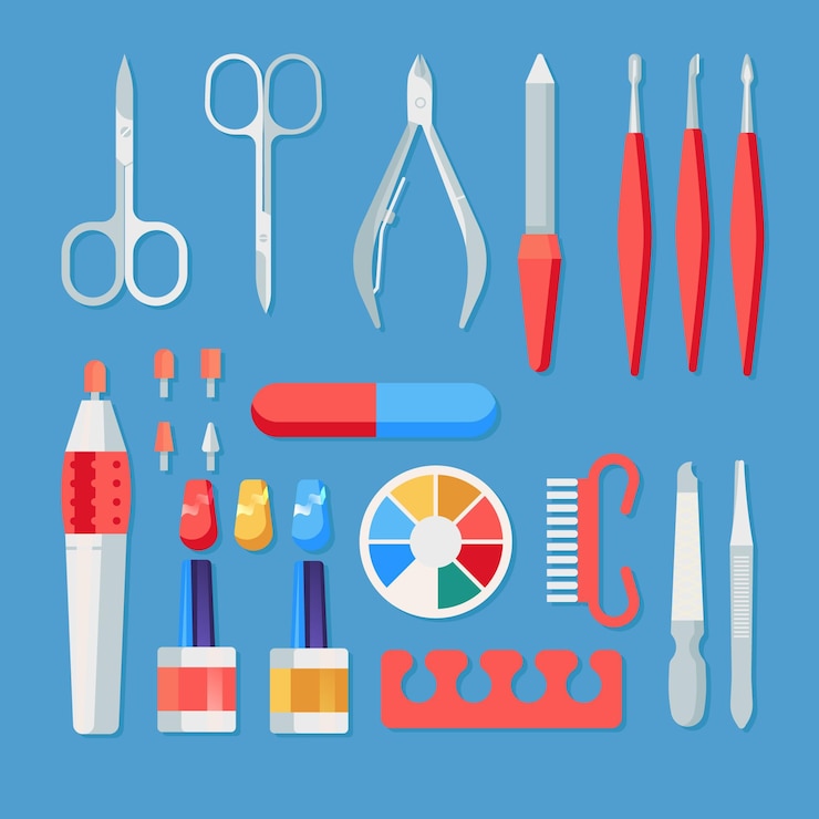 Vecteur gratuit concept d'outils de manucure