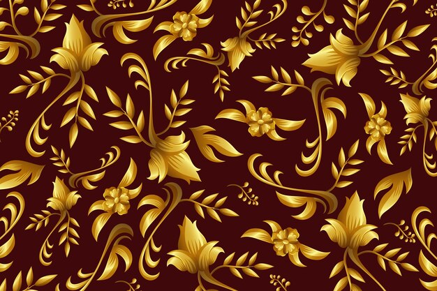 Concept de papier peint floral ornemental doré