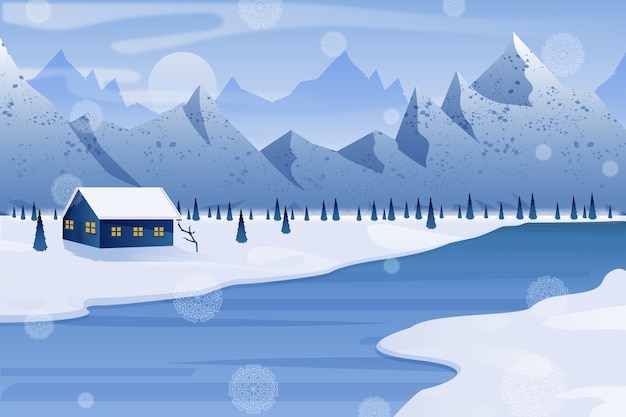 Vecteur gratuit concept de paysage d'hiver design plat