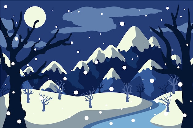 Vecteur gratuit concept de paysage d'hiver dessiné à la main