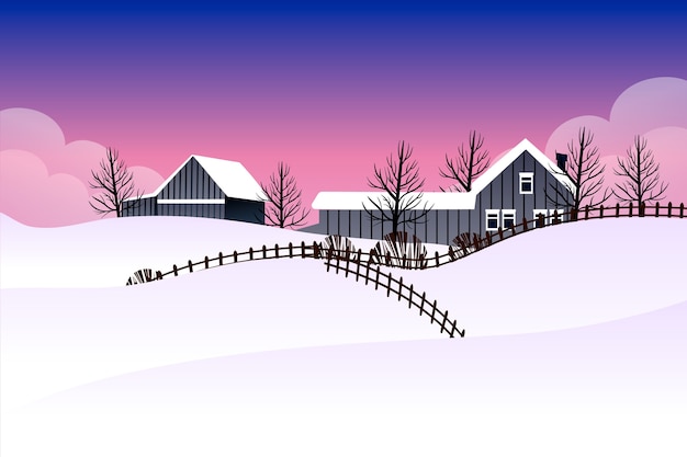 Vecteur gratuit concept de paysage d'hiver dessiné à la main