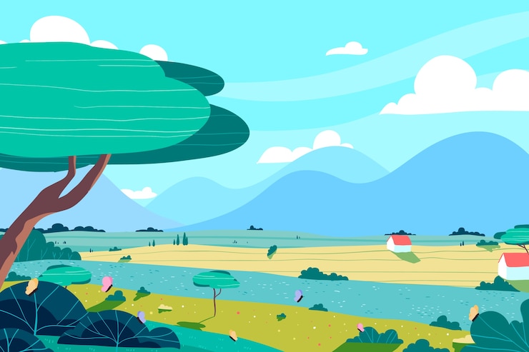 Vecteur gratuit concept de paysage de printemps dessiné à la main