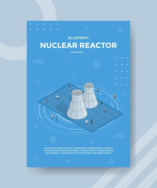 Vecteur gratuit concept de plan de réacteur nucléaire pour bannière de modèle et flyer avec style isométrique