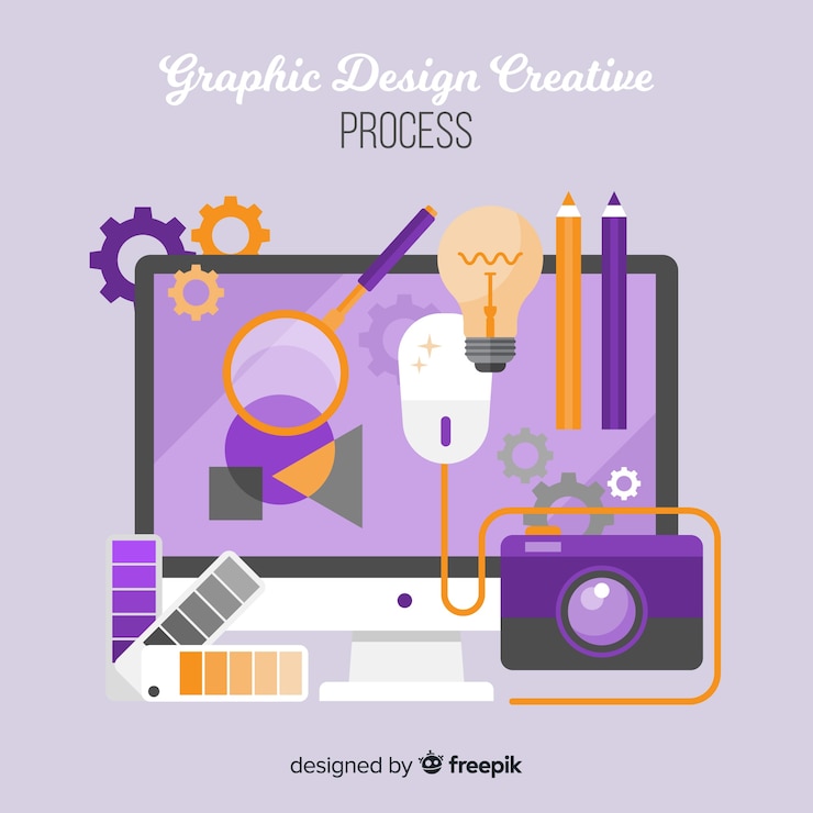 Vecteur gratuit concept de processus créatif de conception graphique