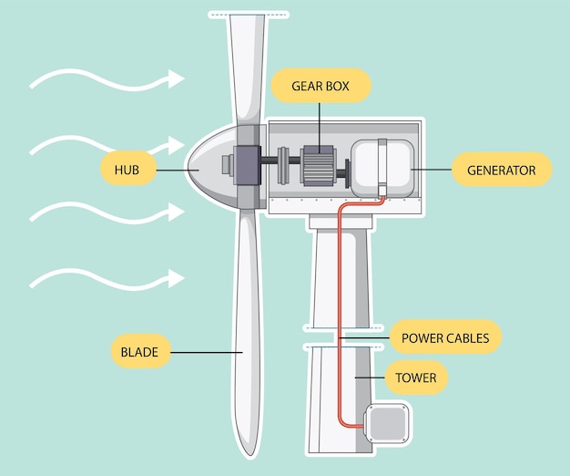 Vecteur gratuit concept de production d'énergie éolienne