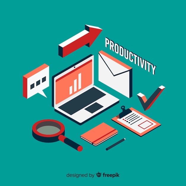 Vecteur gratuit concept de productivité moderne avec vue isométrique