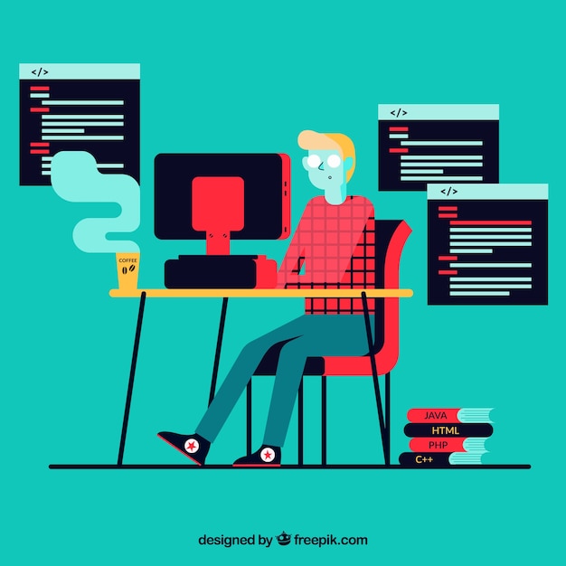 Vecteur gratuit concept de programmeurs avec un design plat