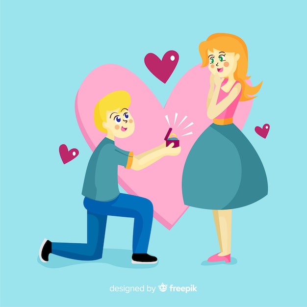 Vecteur gratuit concept de proposition de mariage romantique