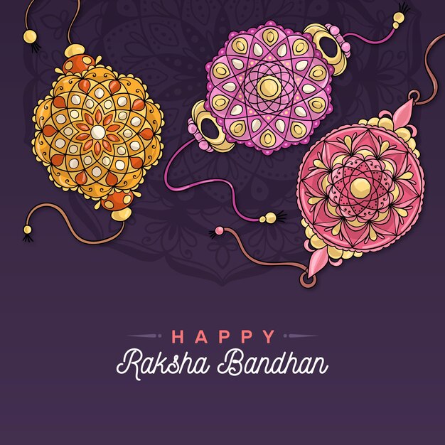 Concept de raksha bandhan dessiné à la main