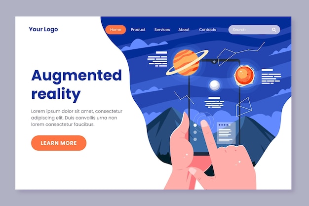 Vecteur gratuit concept de réalité augmentée - page de destination