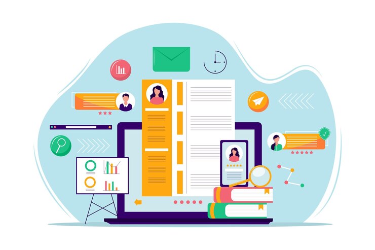Vecteur gratuit concept de recrutement avec ordinateur portable