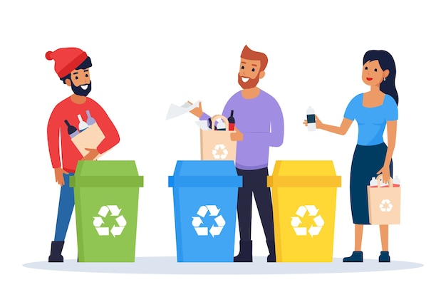 Vecteur gratuit concept de recyclage écologie personnes