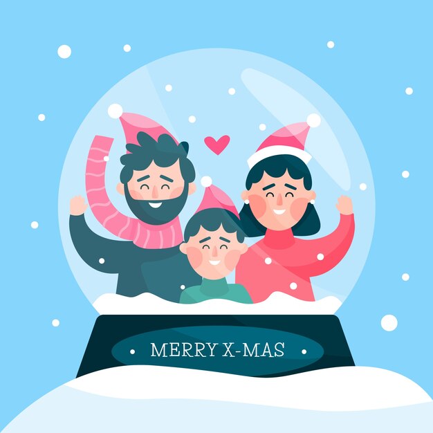 Concept De Scène De Famille De Noël Au Design Plat