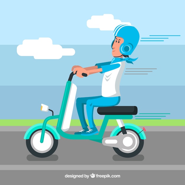 Vecteur gratuit concept de scooter électrique bleu