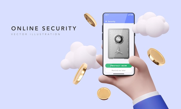 Concept De Sécurité Mobile. Smartphone Ou Téléphone Portable Avec Coffre-fort. Illustration