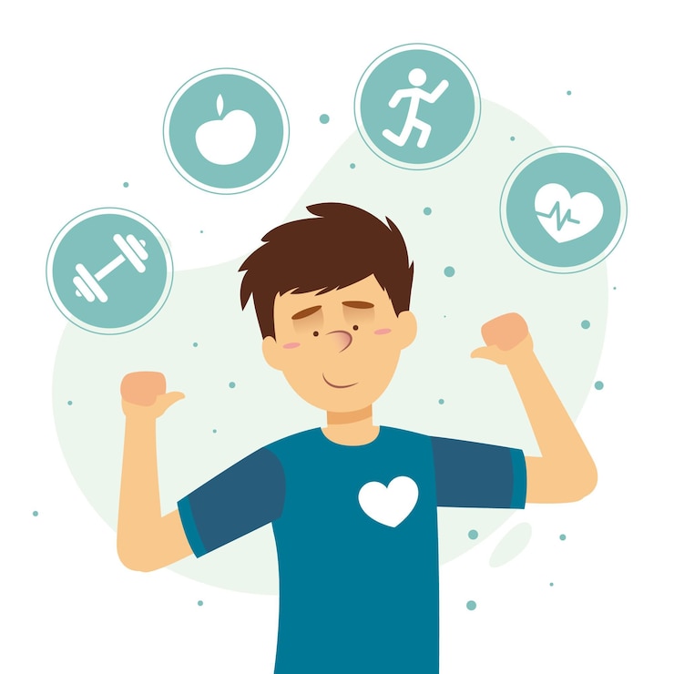 Vecteur gratuit concept de soins personnels avec l'homme et les activités